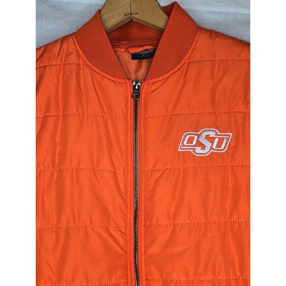 OKLAHOMA STATE UNIVERSITY OSU COLOSSEUM ORANGE PUFFER JACKET NCAA MENS SMALL - Picture 2 of 6